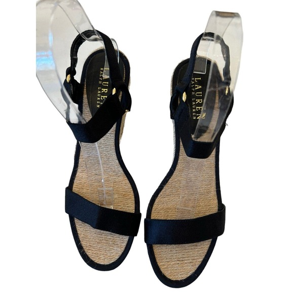 Lauren Ralph Lauren Shoes - Lauren Ralph Lauren Womens Wedge Heels Sandals Size 8 Black Platform Shoes